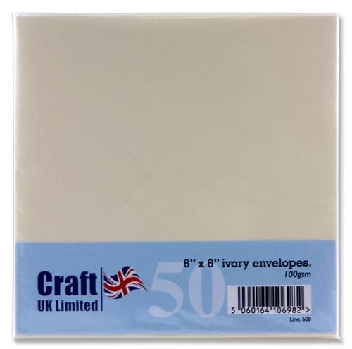 Craft Pack of 50 6"X6" 100Gsm Envelopes - Ivory