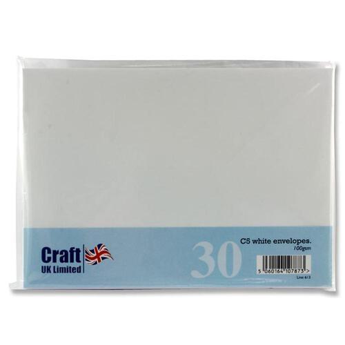 Craft Pack of 30 C5 100Gsm Envelopes - White