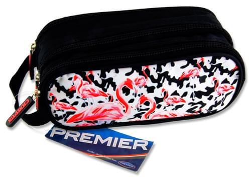 Premier Oval 3 Pocket Pencil Case - Flamingos