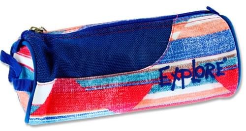 Explore Round Pencil Case - Diamond Stripes W/Blue