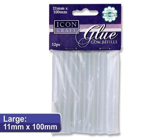 Icon Craft Pack of 12 11X100Mm Glue Gun Refills - Large