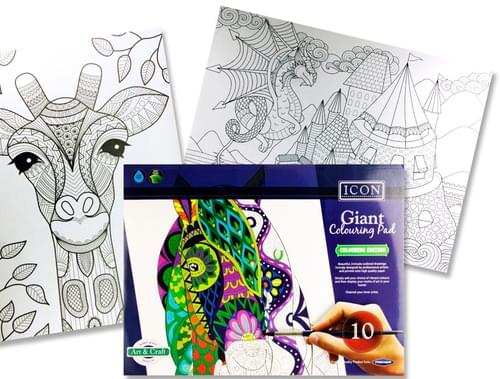 Icon 615X455Mm Giant Colouring Pad - 10 Drawings
