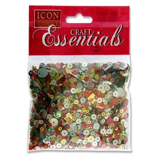 Icon Craft 40G Pack Sequins - Red Gold & Silver