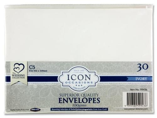 Icon Occasions Pack of 30 C5 100Gsm Envelopes - Ivory