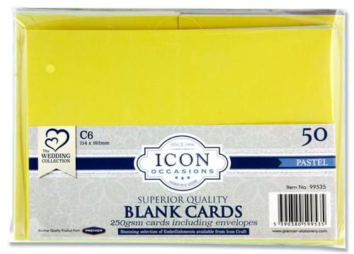 Icon Occasions Pack of 50 C6 120Gsm Cards & Envelopes - Pastel