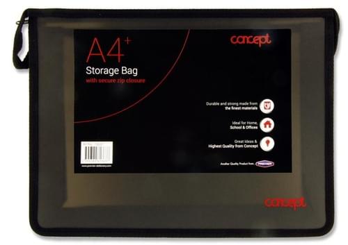 Concept A4+ Zip File Wallet Storage Bag - Black