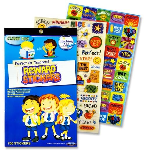 Clever Kidz Book 700+ Teachers Reward Stickers 4 Asst.