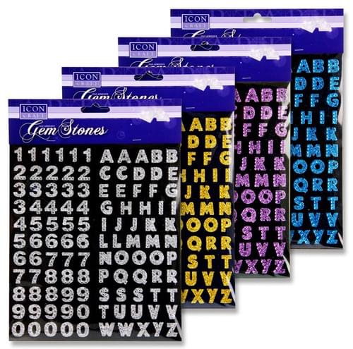 Icon Craft Gem Stones Numbers & Letters 4 Asst.