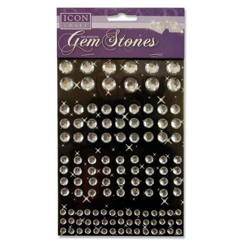 Icon Craft Pack of 120 Self Adhesive Gem Stones - White