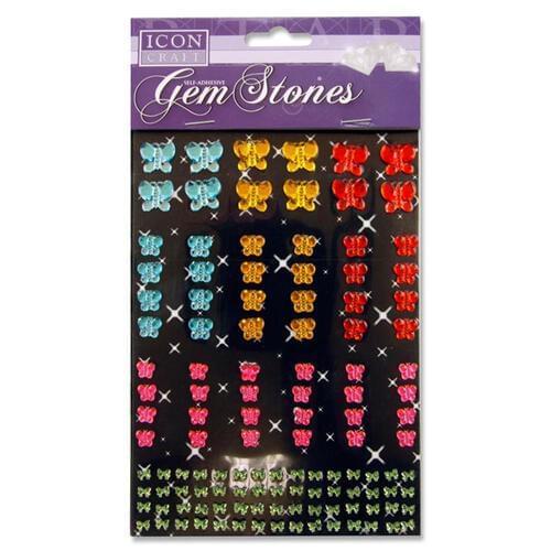 Icon Craft Pack of 120 Self Adhesive Gem Stones - Butterfly Asst.