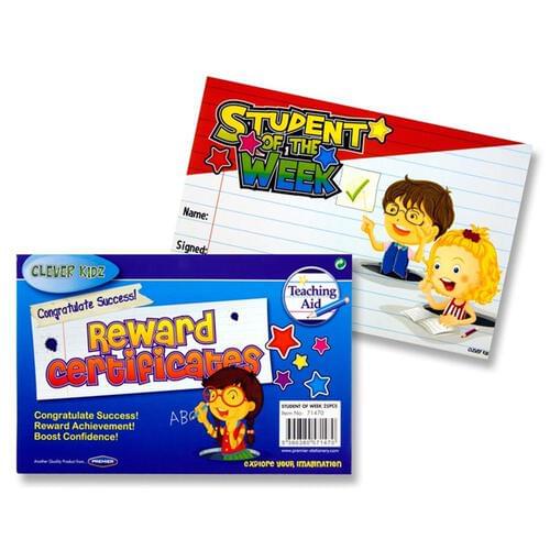 Clever Kidz Pack of 25 Reward Certificates - Student Of The Week