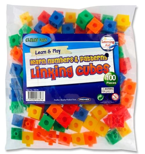 Clever Kidz Bag 100 Coloured Linking Cubes