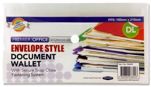 Premier Office Dl Size Button Wallet Envelope 4 Asst.