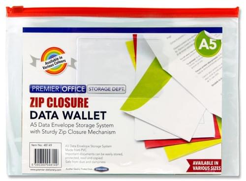 Premier Office A5 Data Envelope W/Zipper 4 Asst.