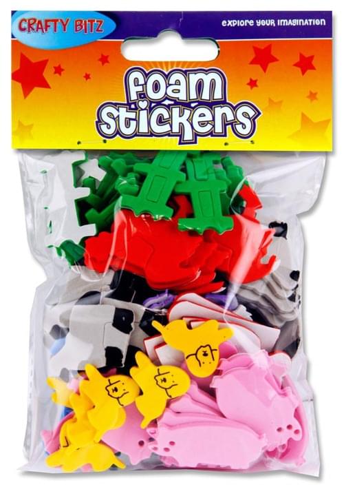 Crafty Bitz Pack of 97 Foam Stickers - Farmyard Animals