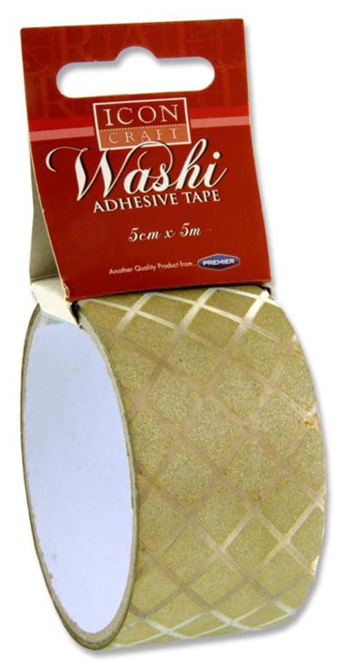 Icon Craft 5M X 5Cm Washi Tape - Gold Diamond
