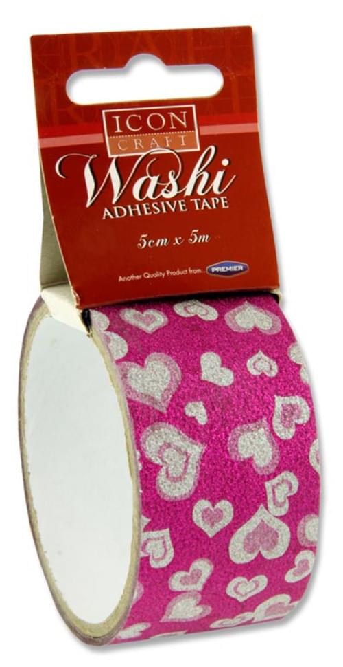 Icon Craft 5M X 5Cm Washi Tape - Pink Hearts