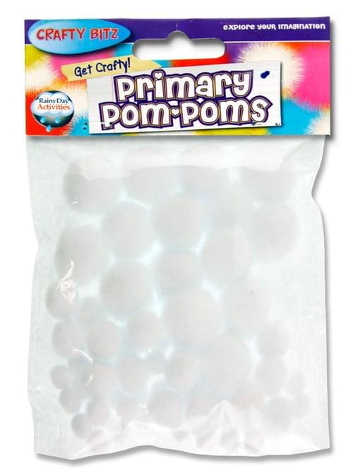 Crafty Bitz Primary Pom Poms - White