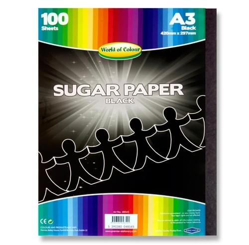 Woc A3 Sugar Paper 100 Sheets - Black