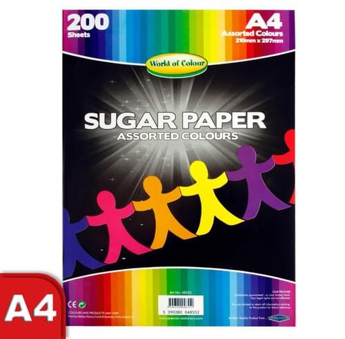 Woc A4 Sugar Paper 200 Sheets - Coloured