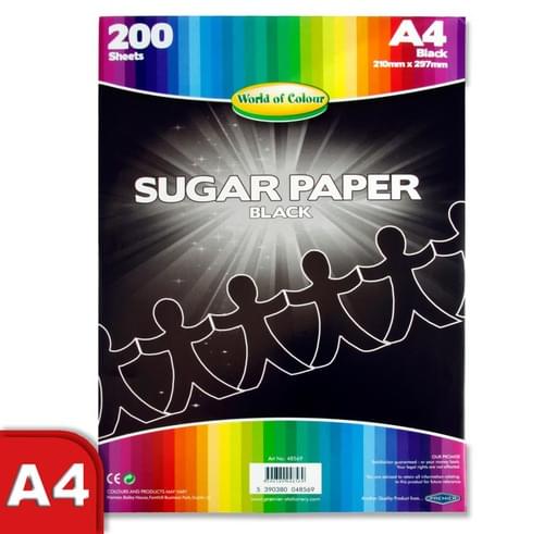 Woc A4 Sugar Paper 200 Sheets - Black
