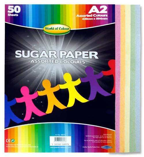 Woc A2 Sugar Paper 50 Sheets - Coloured