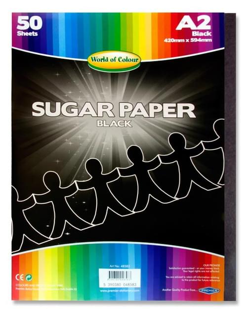 Woc A2 Sugar Paper 50 Sheets - Black