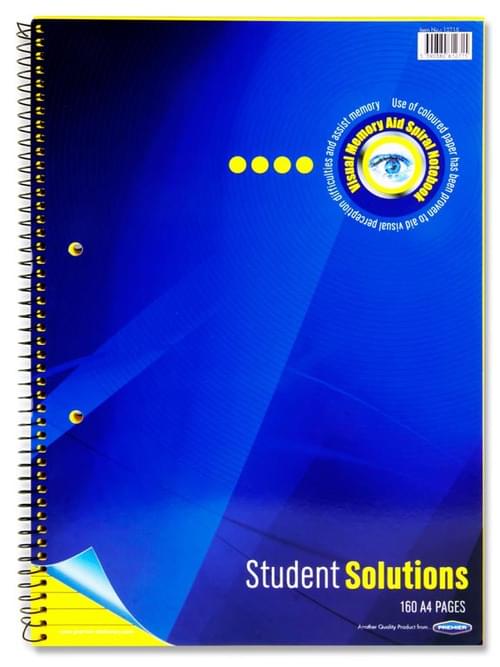 Student Solutions A4 160Pg Visual Memory Aid Spiral - Lemon