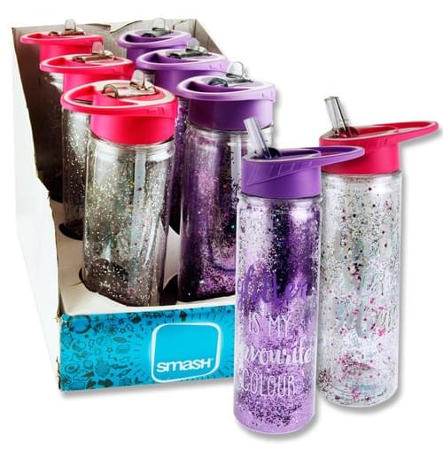 Smash 500Ml Glitter Twin Wall Bottle 2 Asst
