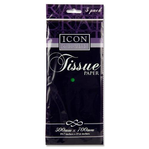 Icon Craft Pack of 5 500X700Mm Tissue Paper - Dark Green