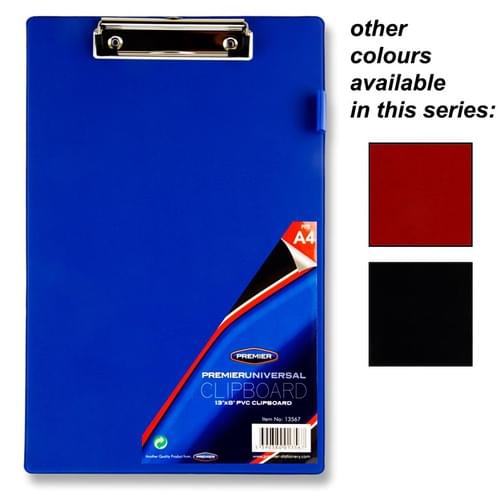 Premier Universal 13"X8" Pvc Clipboard 3 Asst.