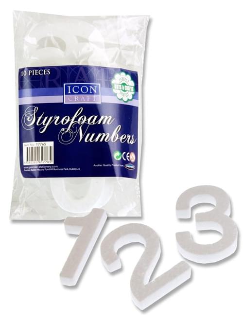 Icon Craft Pack of 10 Styrofoam Numbers 8Cm
