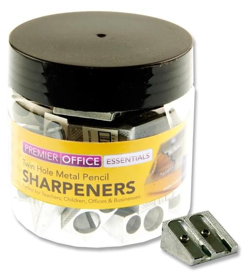 Premier Office Twin Hole Metal Pencil Sharpener (Tub)