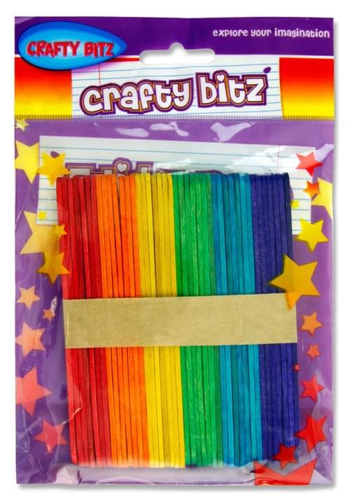Crafty Bitz Pack of 42 Coloured Lollipop Sticks