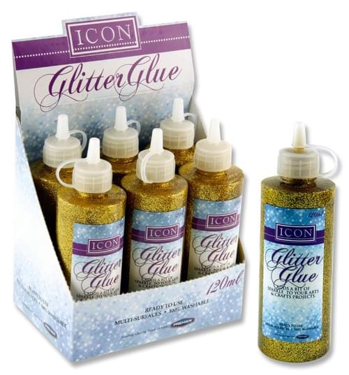 Icon 120Ml Bottle Glitter Glue - Gold