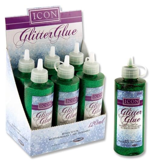 Icon 120Ml Bottle Glitter Glue - Green