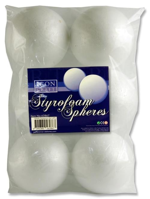 Icon Craft Pack of 6 Styrofoam Spheres - 100Mm