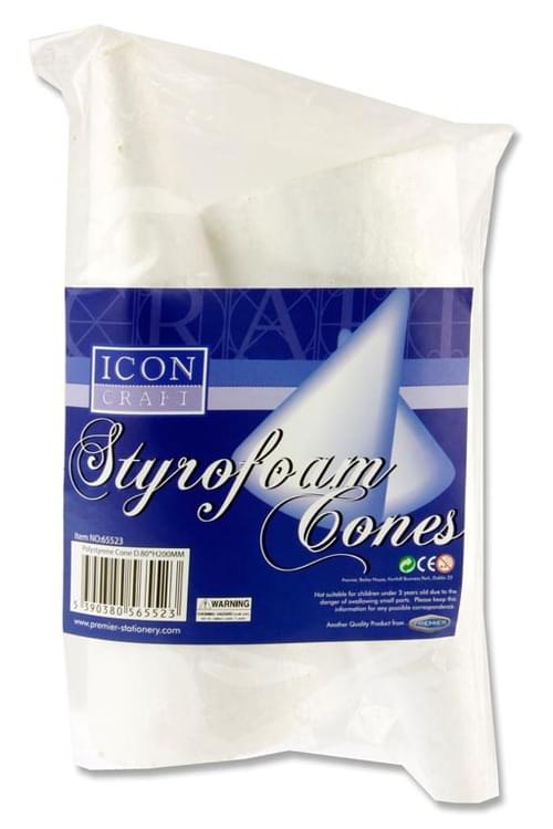 Icon Craft Pack of 2 Styrofoam Cones - 80X200Mm