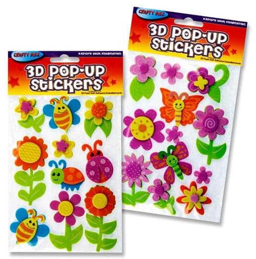 Crafty Bitz 3D Pop Up Foam Stickers - Flowers 2 Asst.