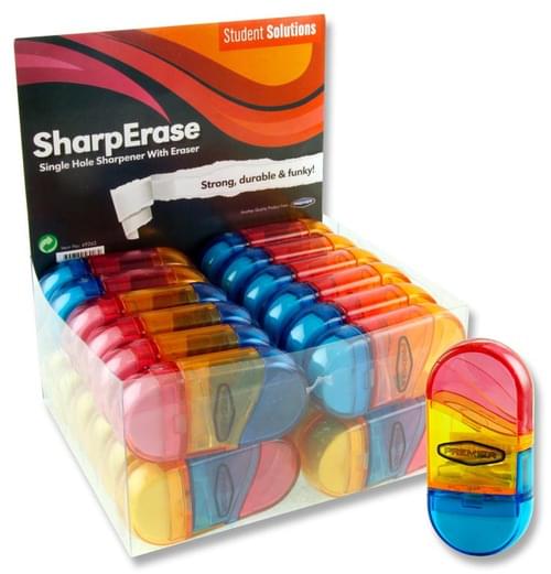 Student Solutions Single Hole Sharperase Sharpener & Eraser 3 Asst.