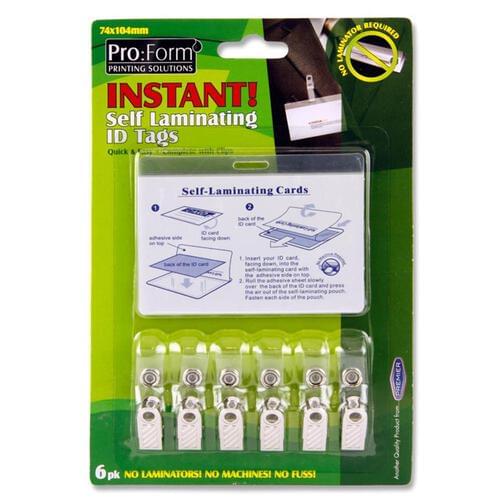 Pro:Form Pack of 6 Instant Self Laminating Id Tags 74X104Mm