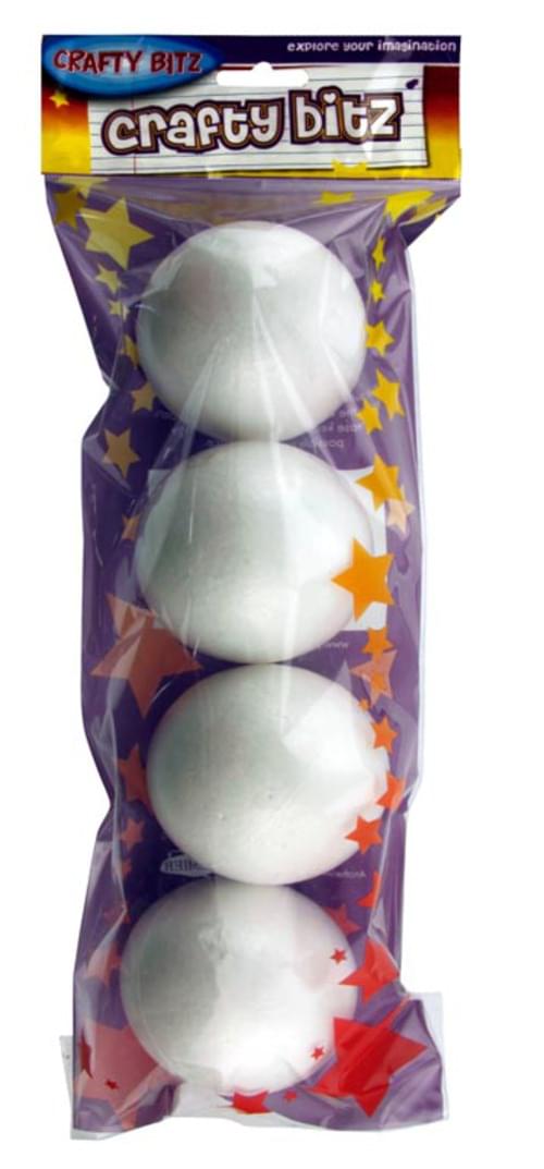 Crafty Bitz Pack of 4 Polystyrene Balls - 7Cm