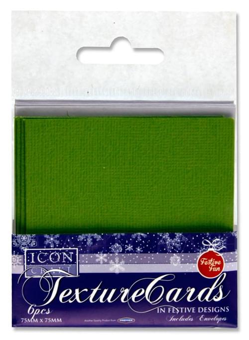 Icon Craft Pack of 6 Festive Texture Cards & Envelopes 75X75Mm 3 Asst.