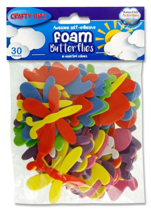 Crafty Bitz Pack of 30 Foam Stickers - Butterflies