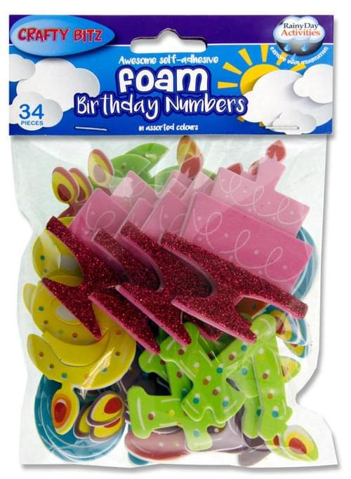 Crafty Bitz Pack of 34 Foam Stickers - Birthday Numbers