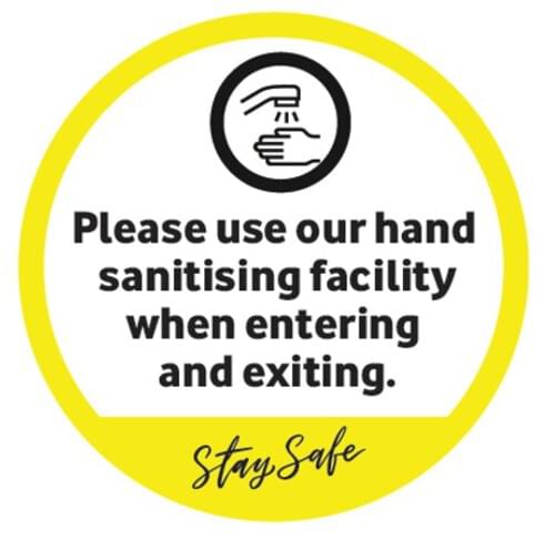 Please Use Our Hand Sanitiser Facility - Window Sticker - Own Manufacturer - WDW2 - McArdle Computer & Office Supplies