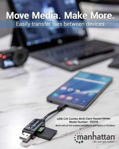 Card Reader USB Type C and Type A for SD, Micro SD, MMC