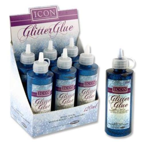 ICON 125ml BOTTLE GLITTER GLUE - BLUE