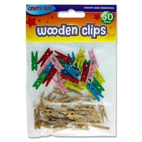CRAFTY BITZ PKT.50 ASST. WOODEN PEGS
