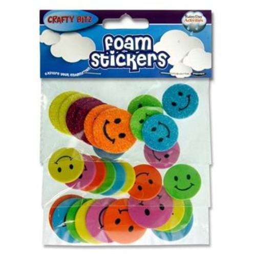 CRAFTY BITZ PKT.30 FOAM STICKERS - SMILEY FACE